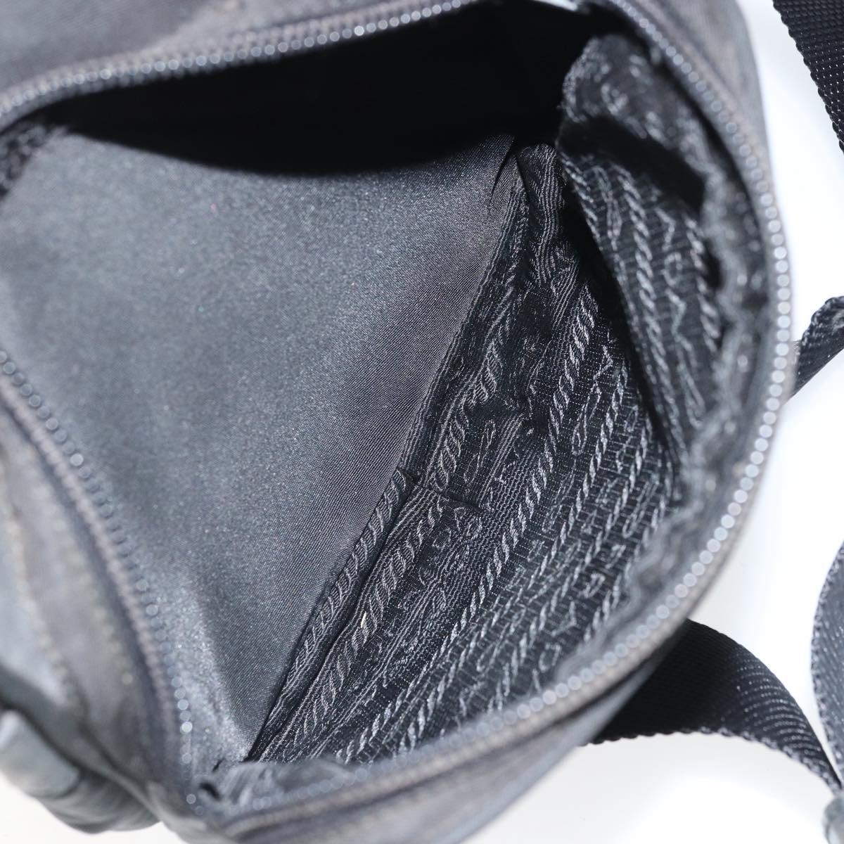 PRADA Shoulder Bag Nylon Black Silver Auth 170404