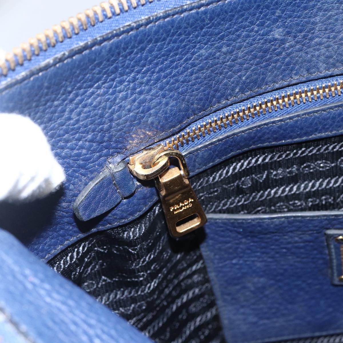 PRADA Shoulder Bag Leather Navy Gold Auth 170407A