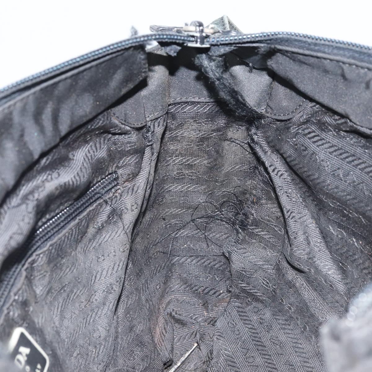PRADA Shoulder Bag Nylon Black Silver Auth 170408