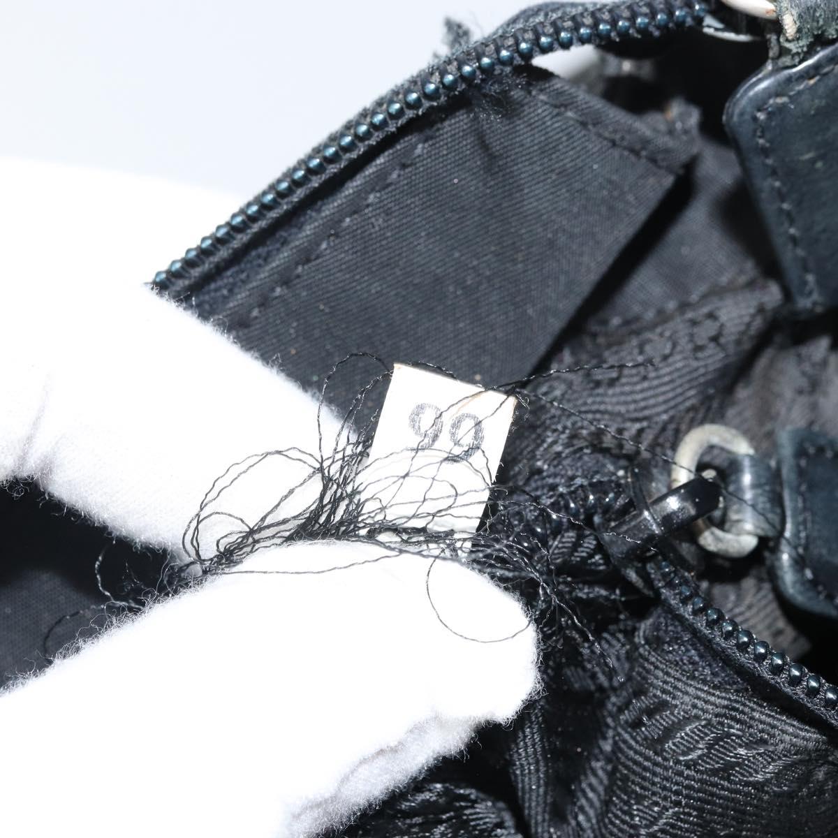 PRADA Shoulder Bag Nylon Black Silver Auth 170408
