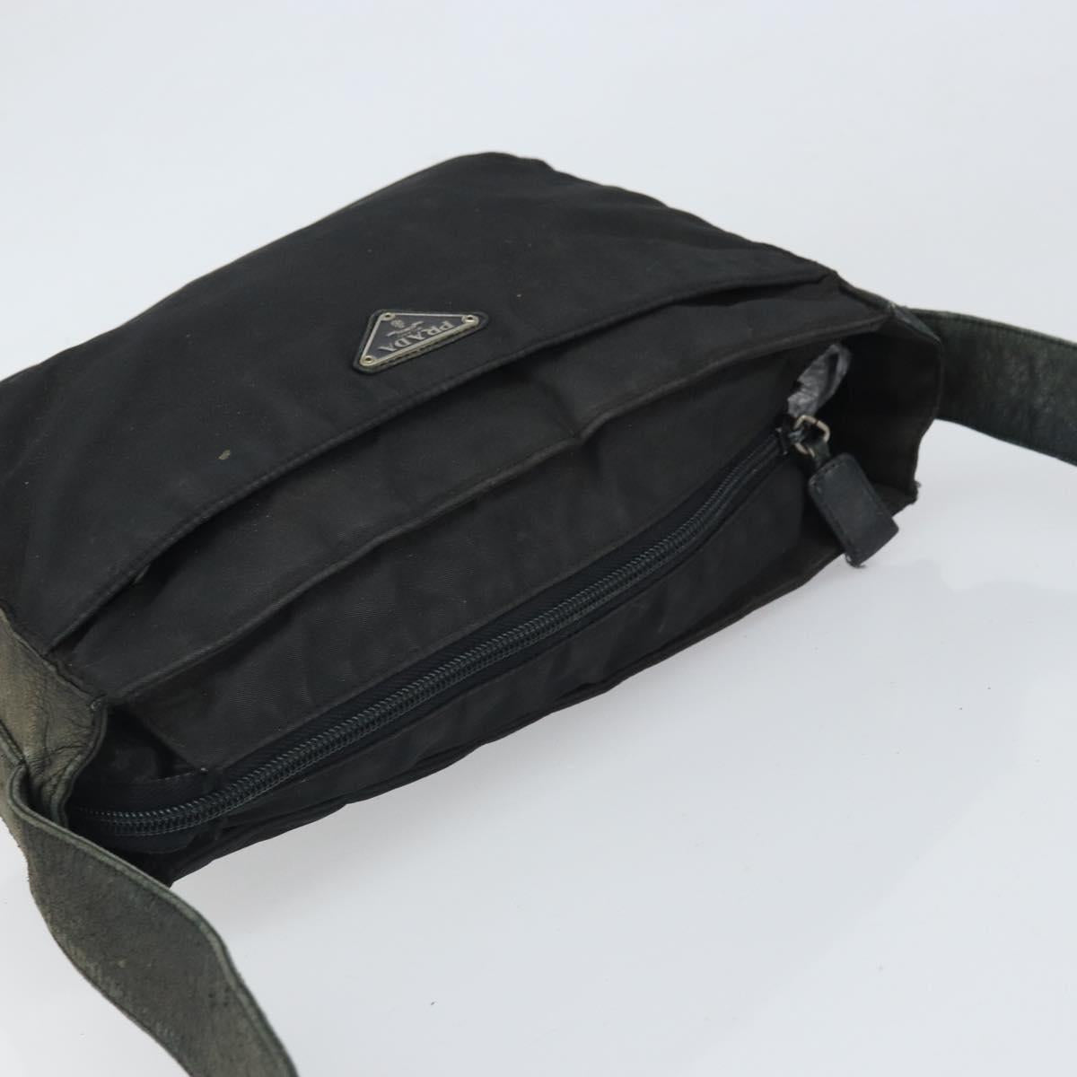 PRADA Shoulder Bag Nylon Black Silver Auth 170408