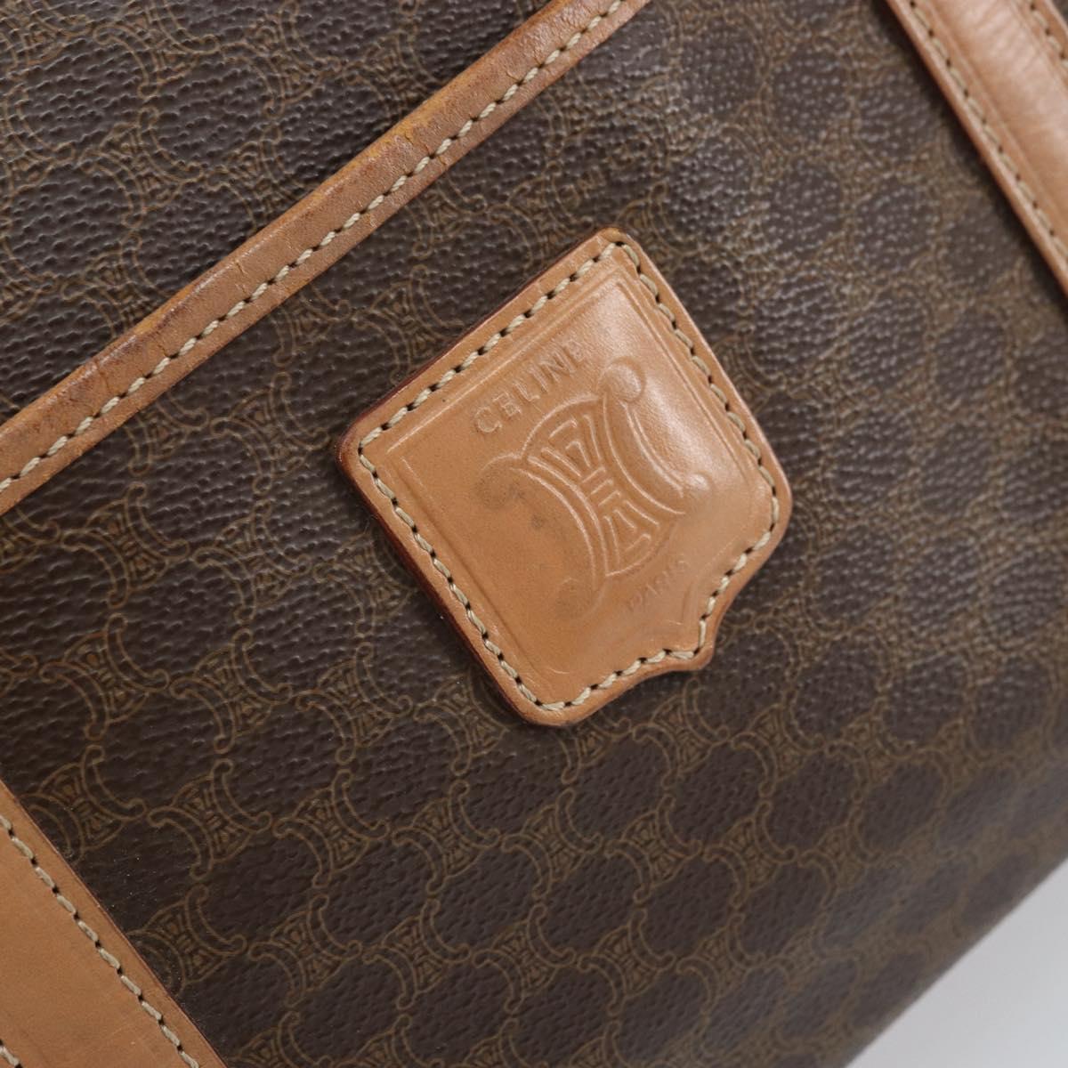 CELINE Macadam Canvas Hand Bag PVC Leather Brown Gold Auth 170409
