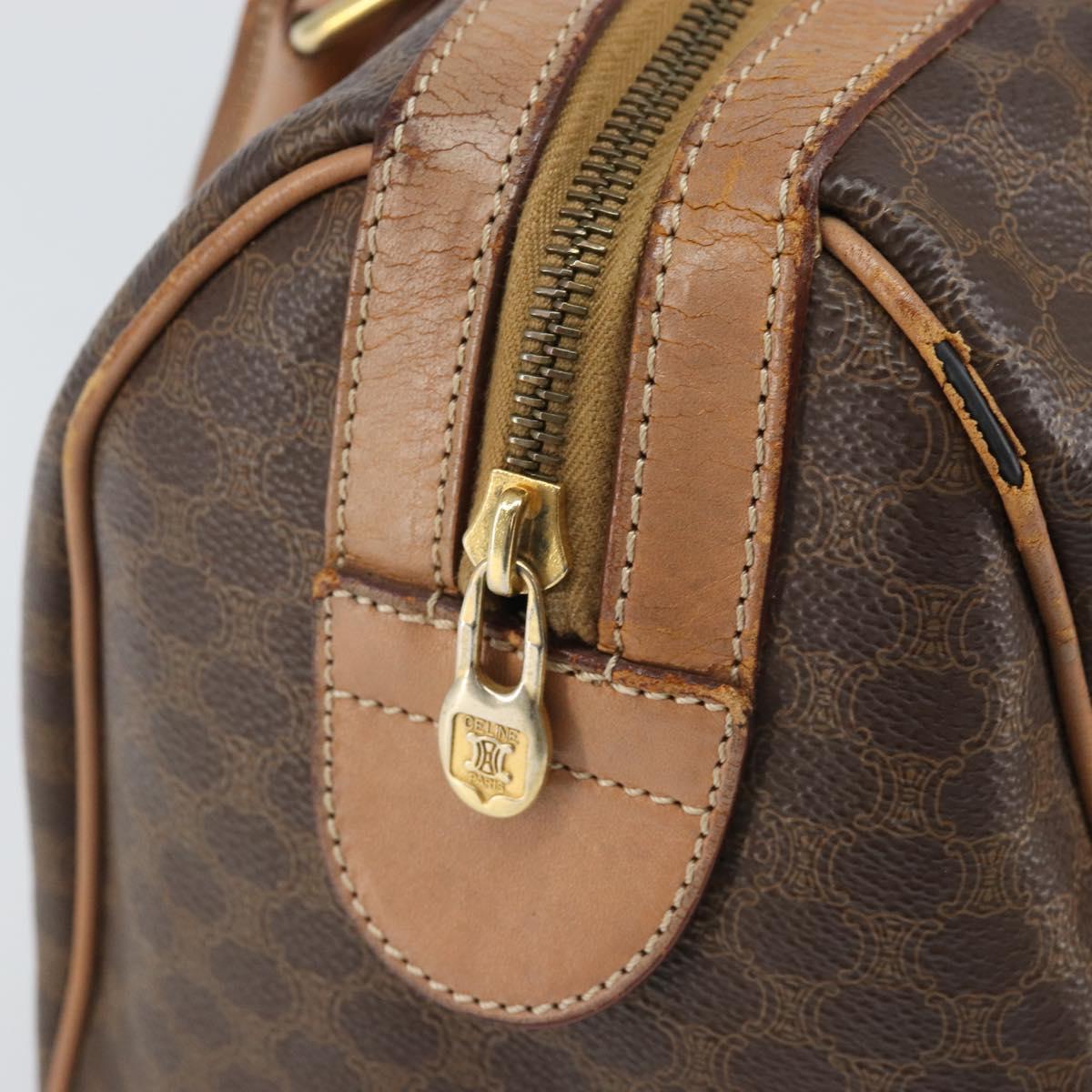 CELINE Macadam Canvas Hand Bag PVC Leather Brown Gold Auth 170409