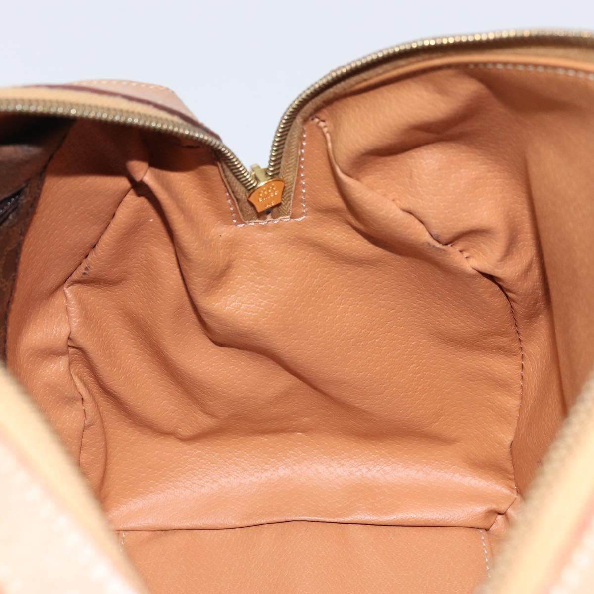 CELINE Macadam Canvas Hand Bag PVC Leather Brown Gold Auth 170409