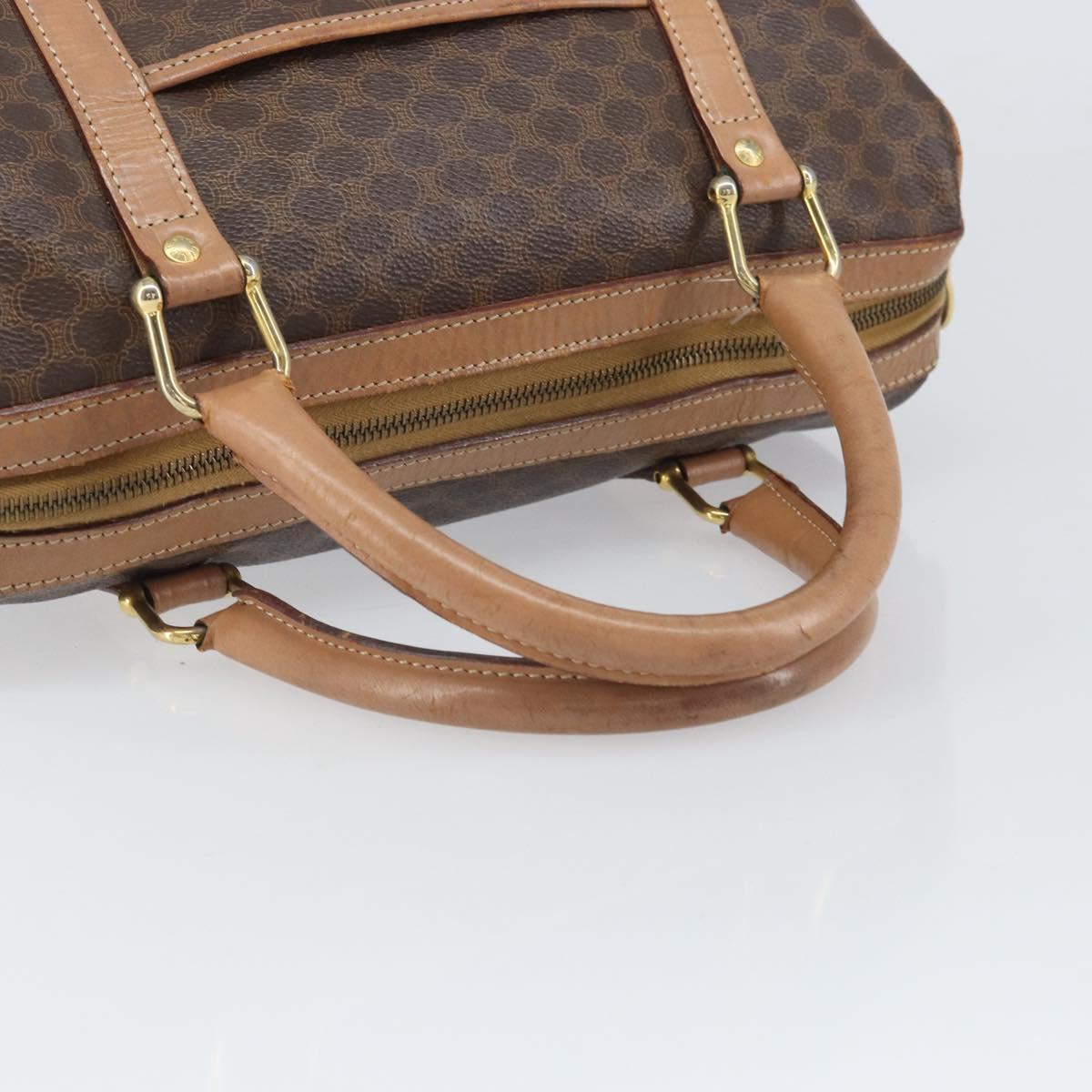 CELINE Macadam Canvas Hand Bag PVC Leather Brown Gold Auth 170409