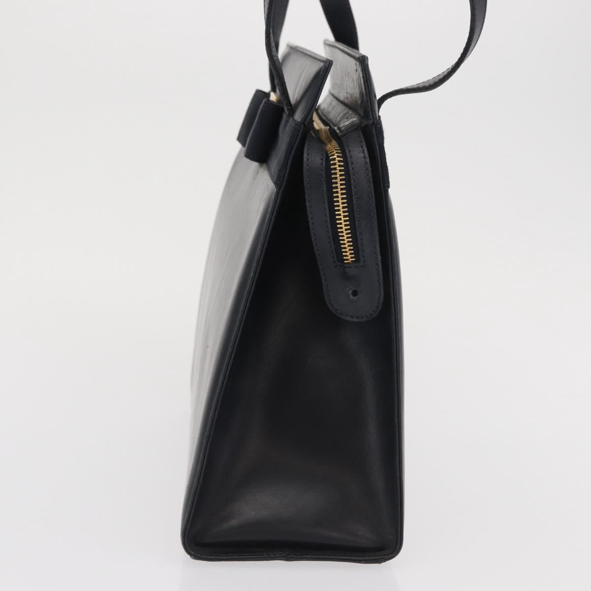 Salvatore Ferragamo Vala Ribbon Shoulder Bag Leather Navy Gold Auth 170410