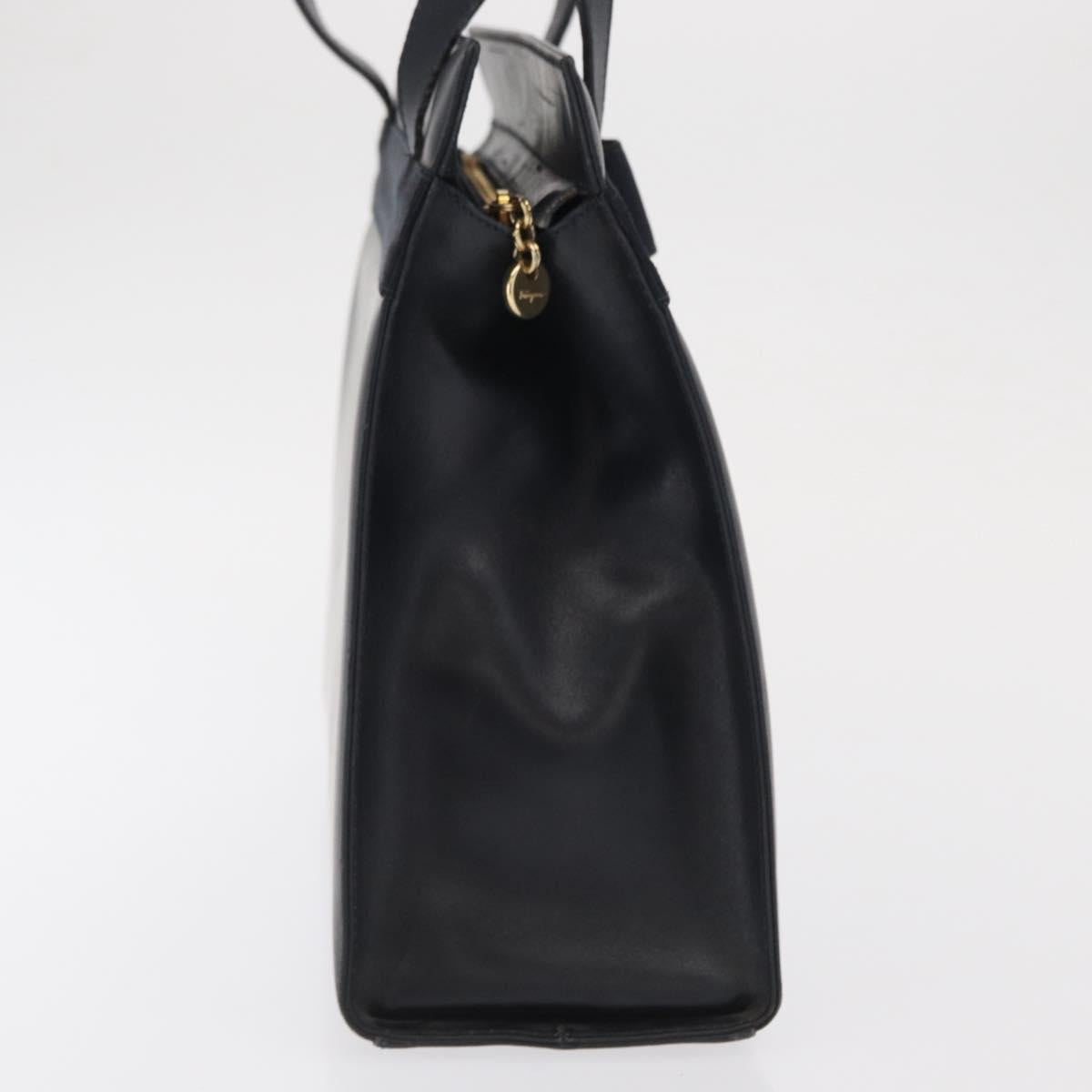 Salvatore Ferragamo Vala Ribbon Shoulder Bag Leather Navy Gold Auth 170410