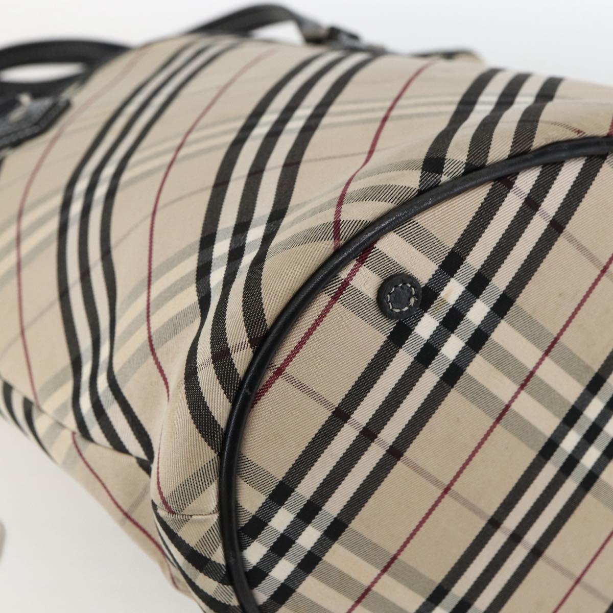 BURBERRY Nova Check Blue Label Tote Bag Canvas Beige Auth 170421