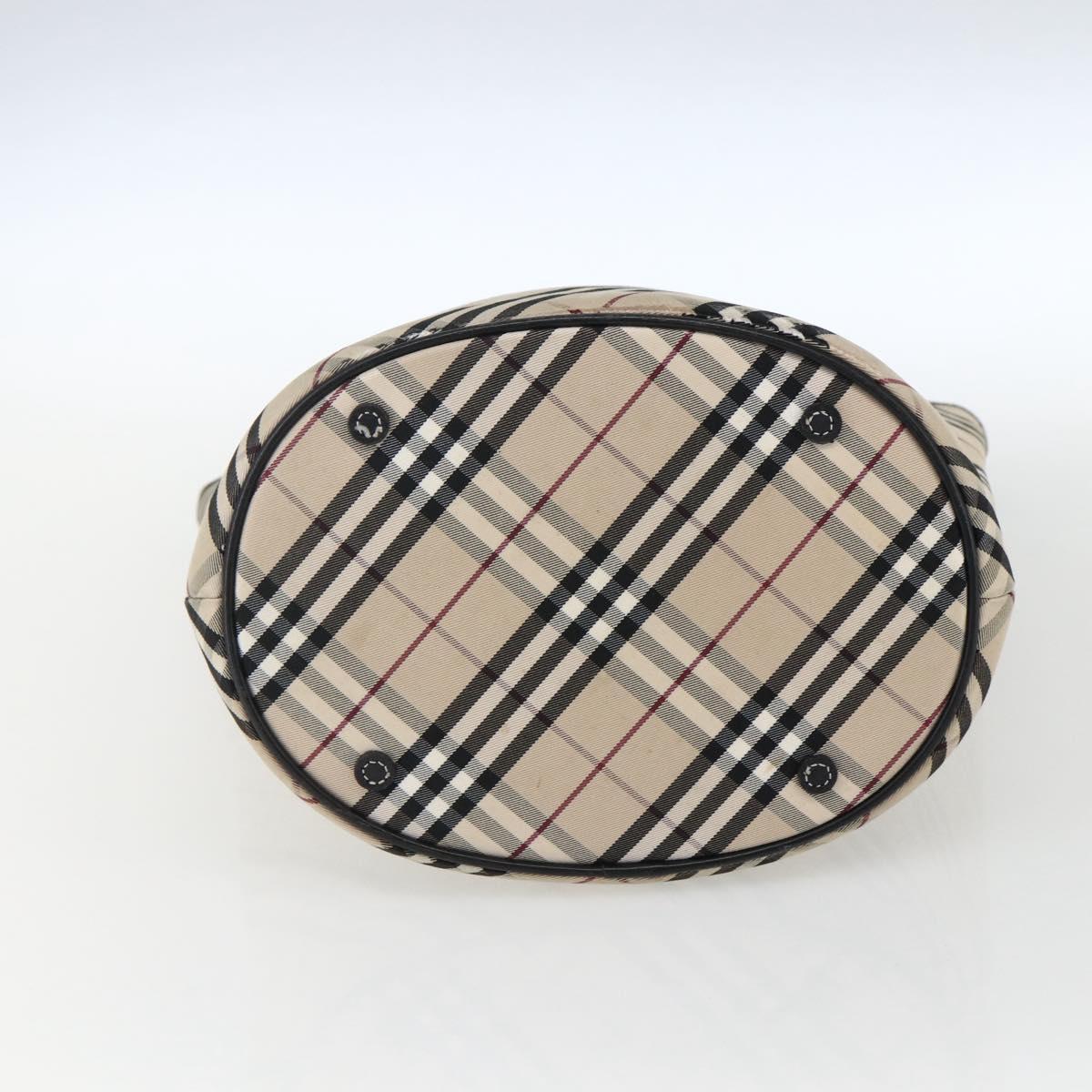 BURBERRY Nova Check Blue Label Tote Bag Canvas Beige Auth 170421