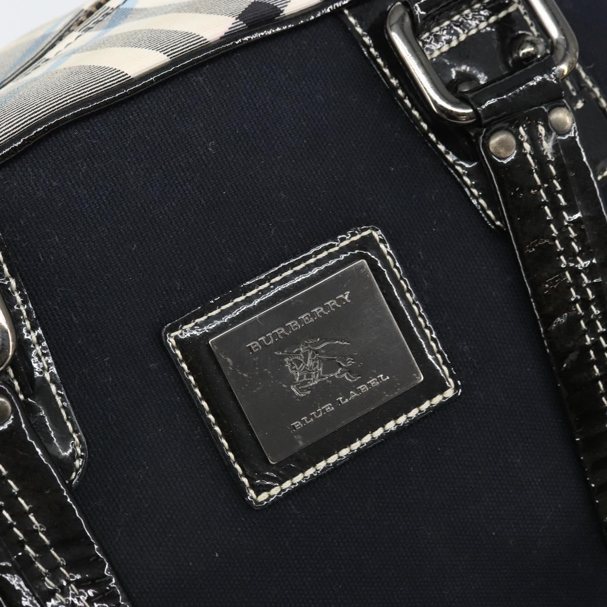 BURBERRY Nova Check Blue Label Hand Bag Canvas Black Auth 170426