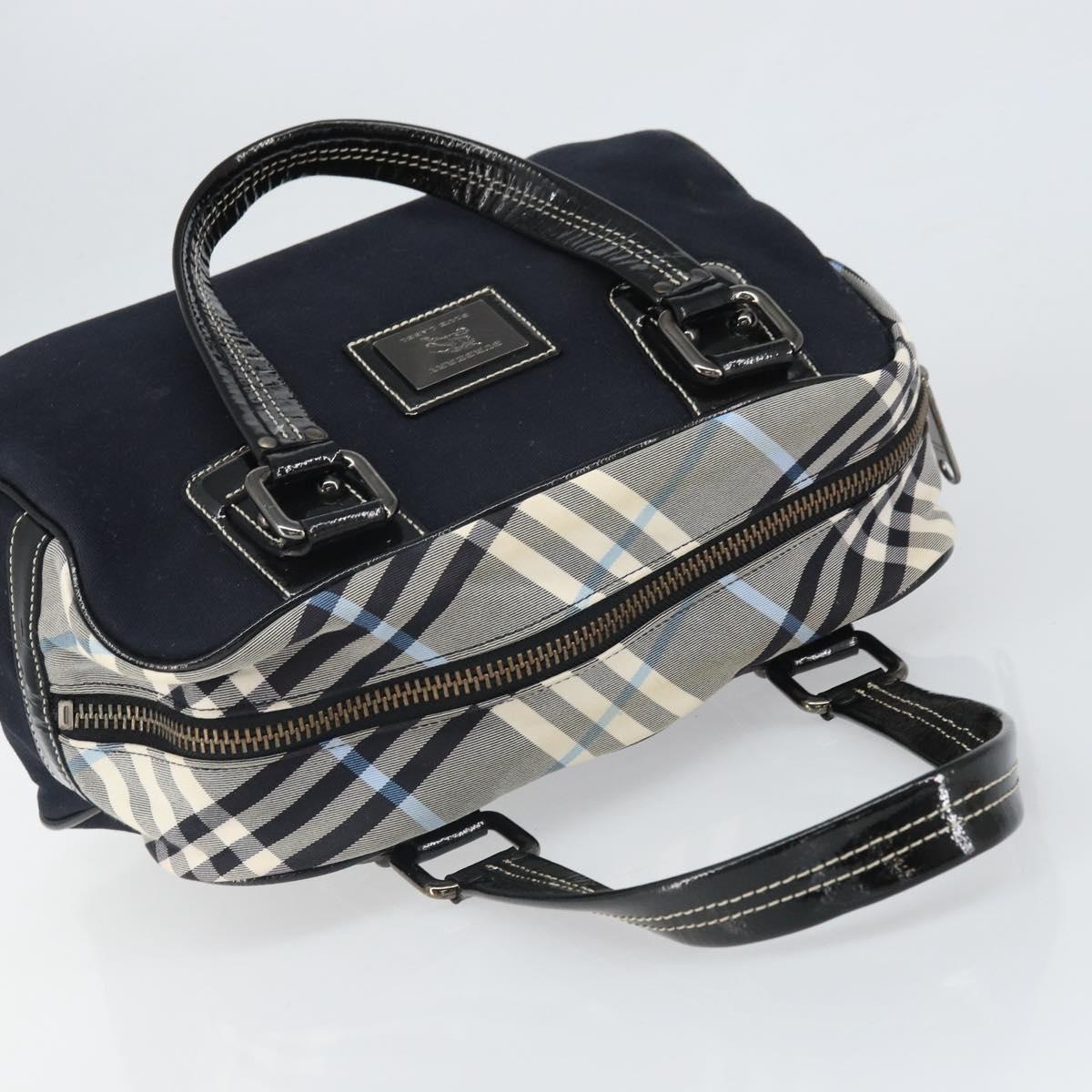 BURBERRY Nova Check Blue Label Hand Bag Canvas Black Auth 170426
