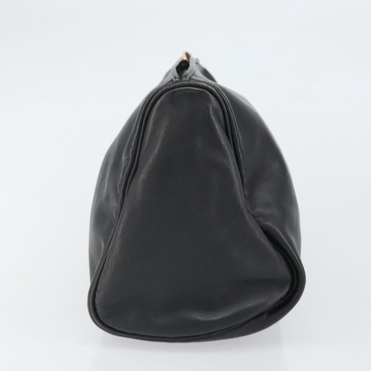 LOEWE Anagram Pouch Leather Black Gold Auth 170433