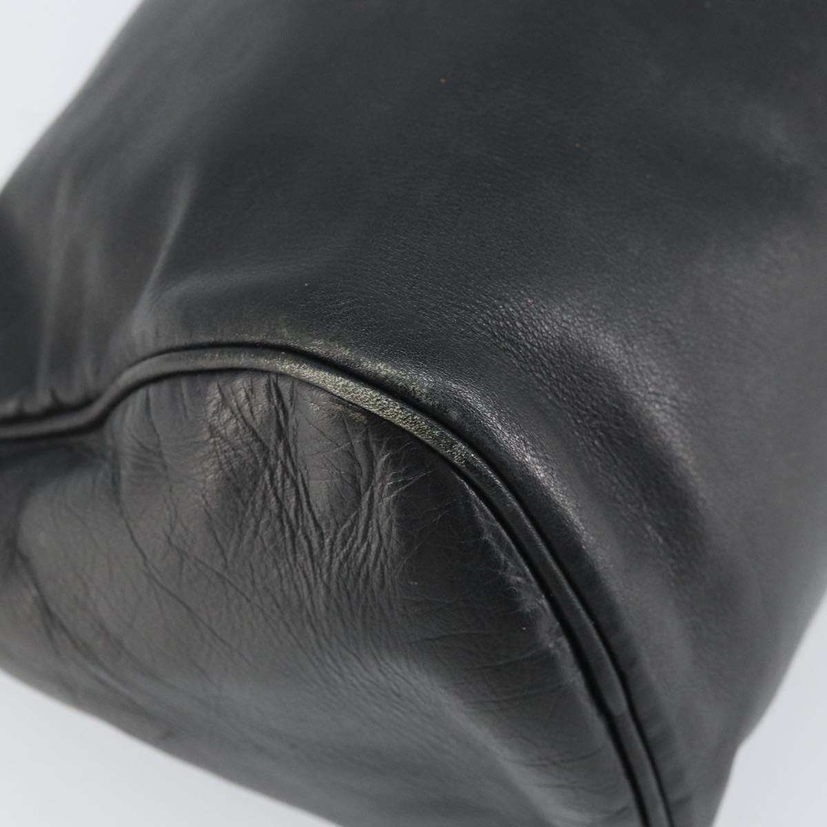 LOEWE Anagram Pouch Leather Black Gold Auth 170433