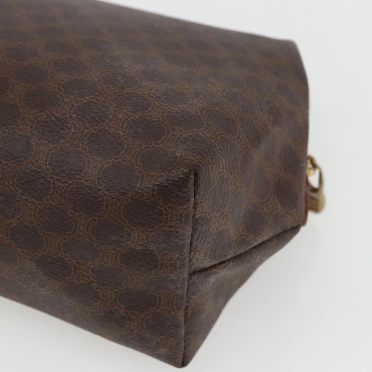 CELINE Macadam Canvas Pouch PVC Leather Brown Gold Auth 170434