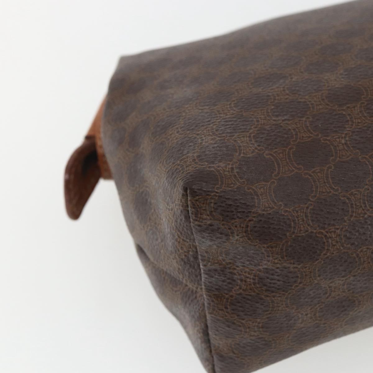 CELINE Macadam Canvas Pouch PVC Leather Brown Gold Auth 170434