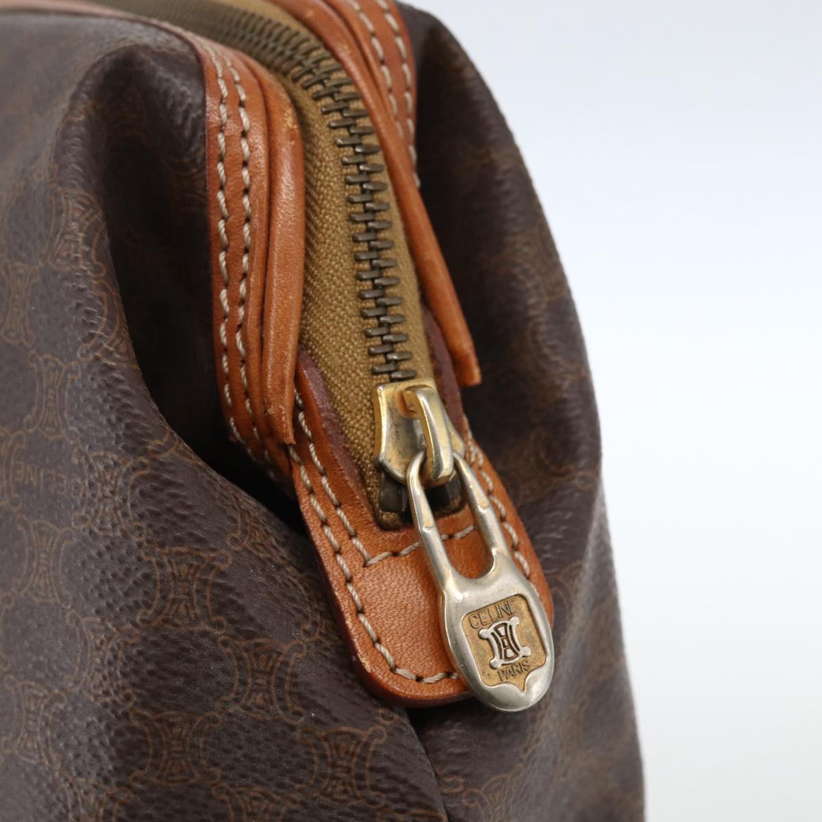 CELINE Macadam Canvas Pouch PVC Leather Brown Gold Auth 170434
