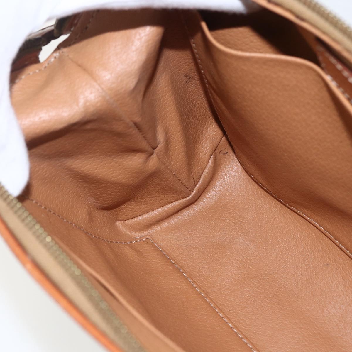CELINE Macadam Canvas Pouch PVC Leather Brown Gold Auth 170434