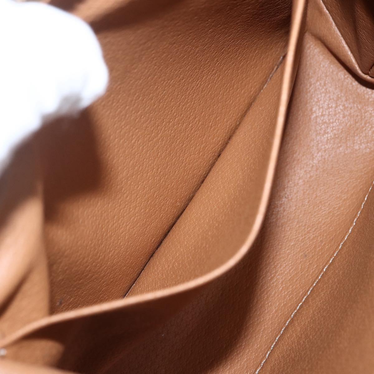 CELINE Macadam Canvas Pouch PVC Leather Brown Gold Auth 170434