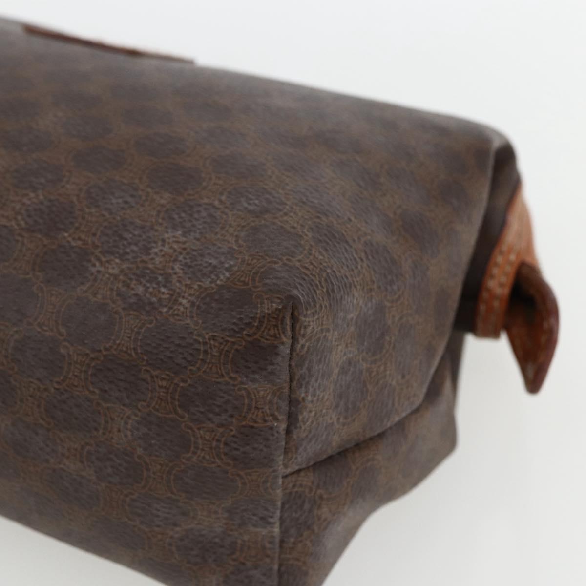 CELINE Macadam Canvas Pouch PVC Leather Brown Gold Auth 170434