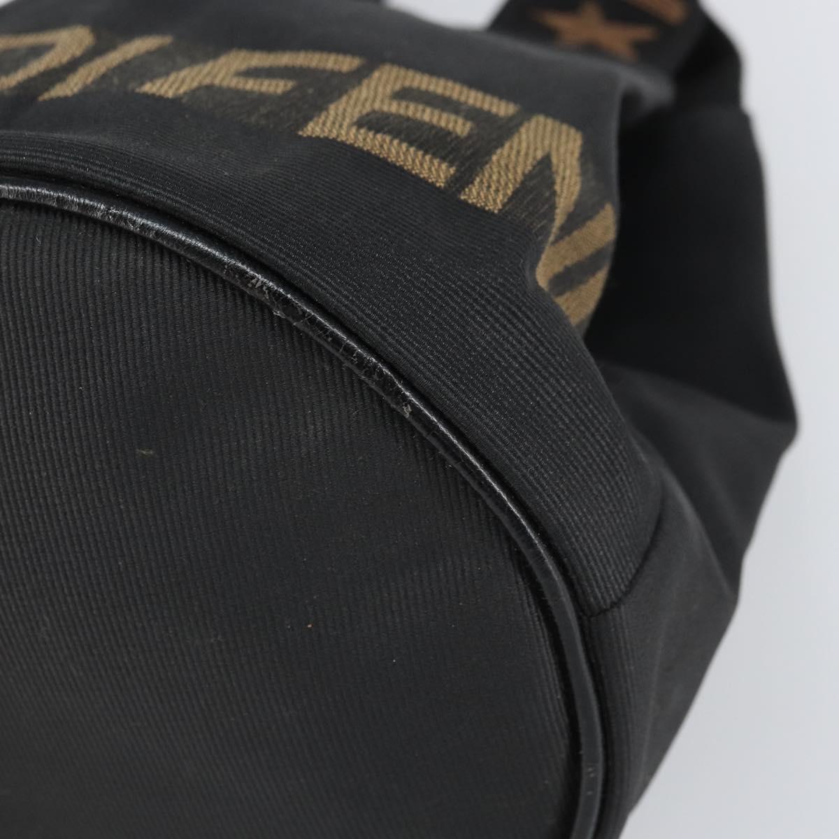 FENDI Hand Bag Nylon Black Gold Auth 170436