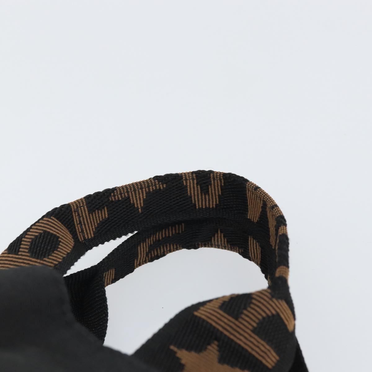 FENDI Hand Bag Nylon Black Gold Auth 170436
