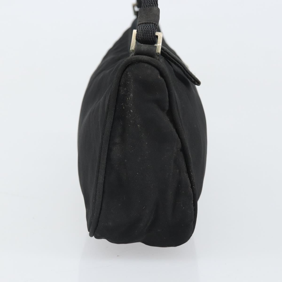 PRADA Hand Bag Nylon Black Silver Auth 170438