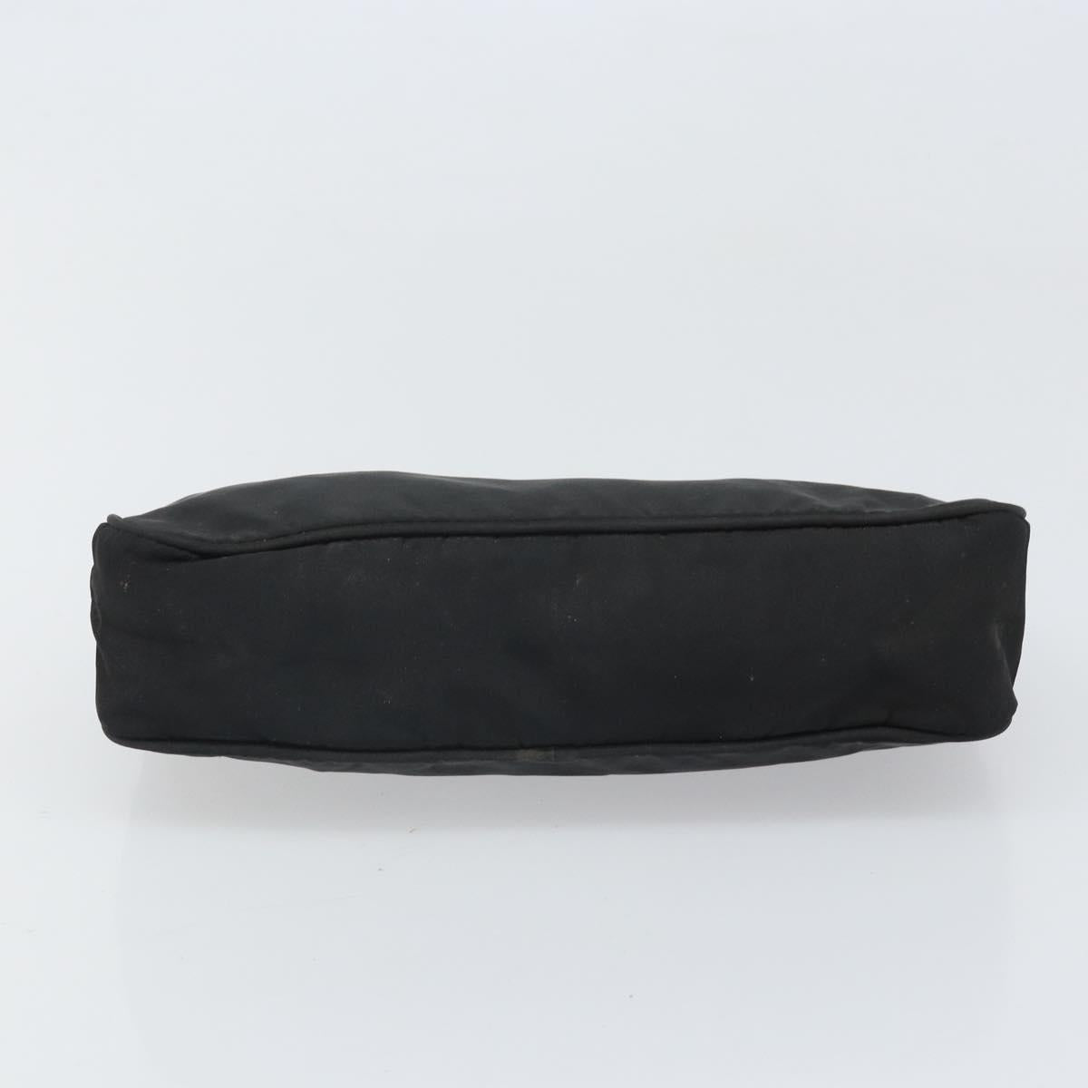 PRADA Hand Bag Nylon Black Silver Auth 170438