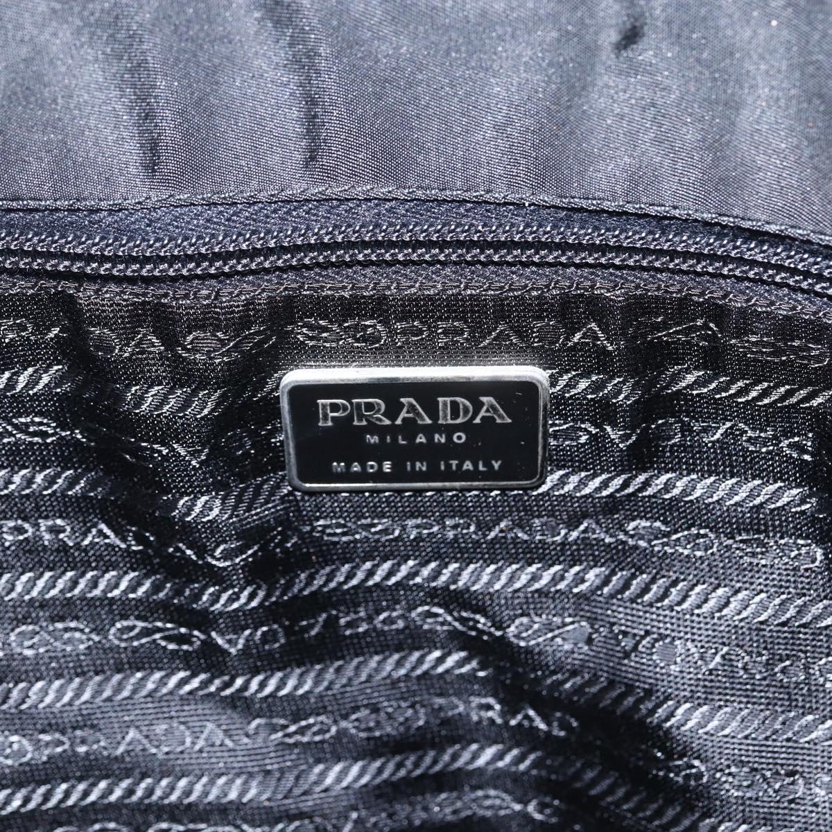 PRADA Shoulder Bag Nylon Black Silver Auth 170446