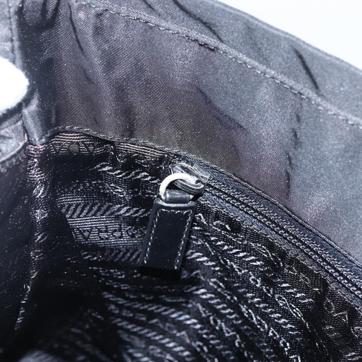 PRADA Shoulder Bag Nylon Black Silver Auth 170446