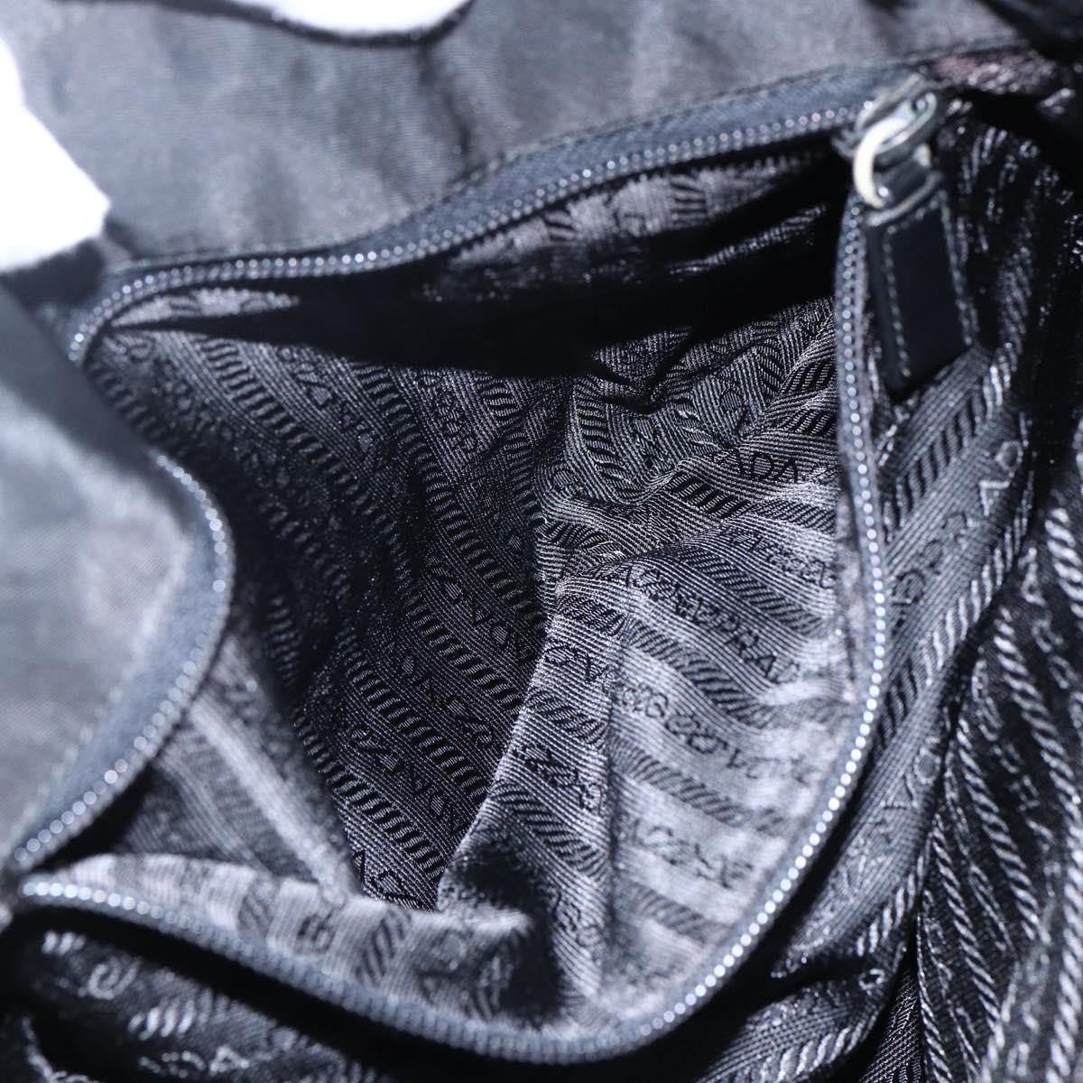 PRADA Shoulder Bag Nylon Black Silver Auth 170446