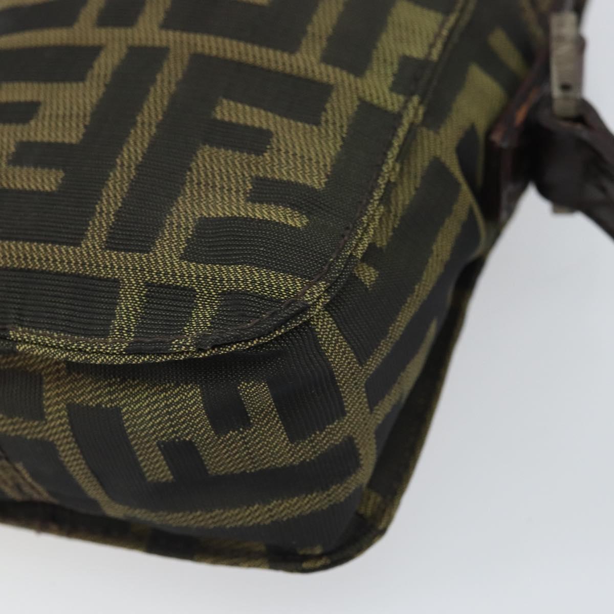 FENDI Zucca Canvas Shoulder Bag Black Brown Auth 170451