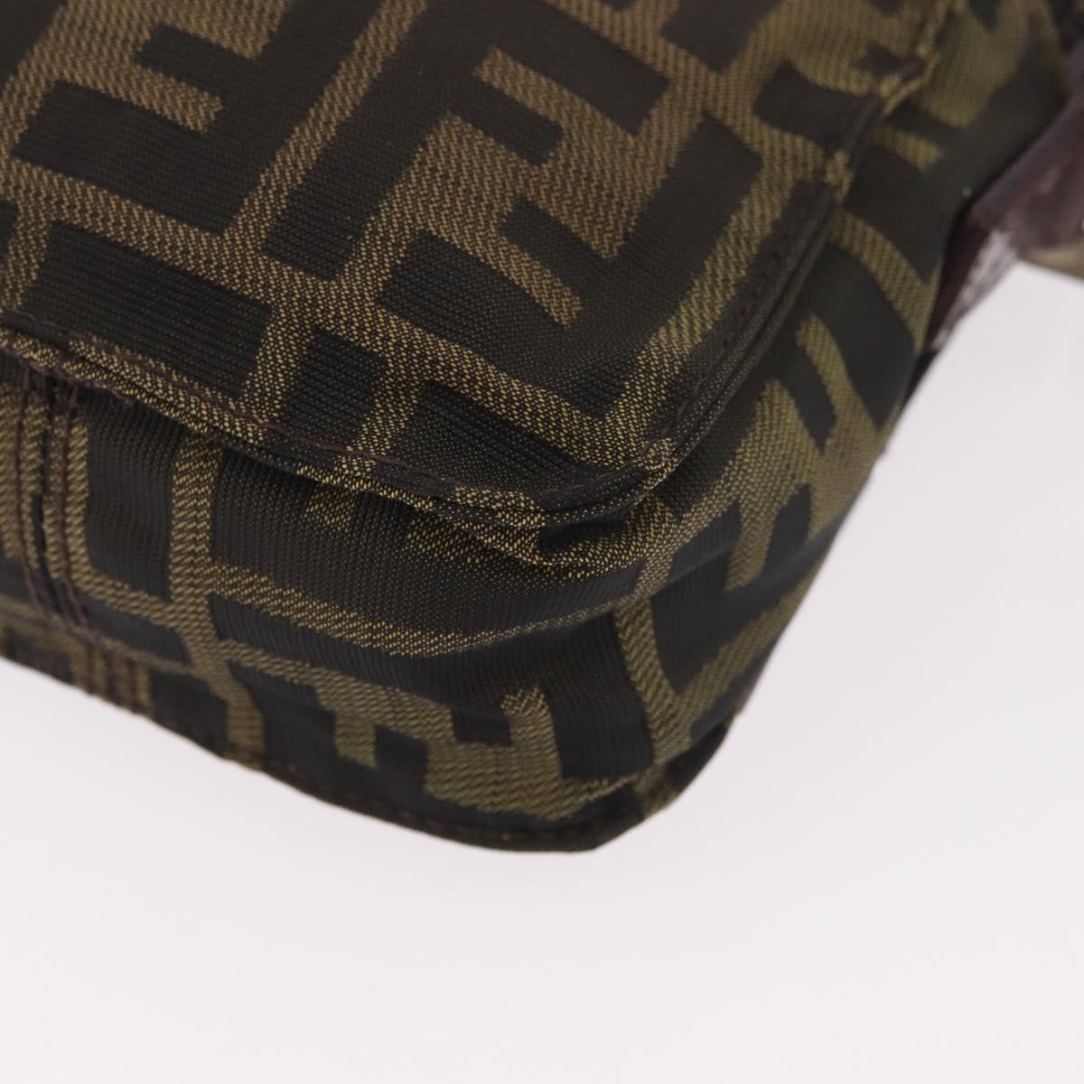 FENDI Zucca Canvas Shoulder Bag Black Brown Auth 170451