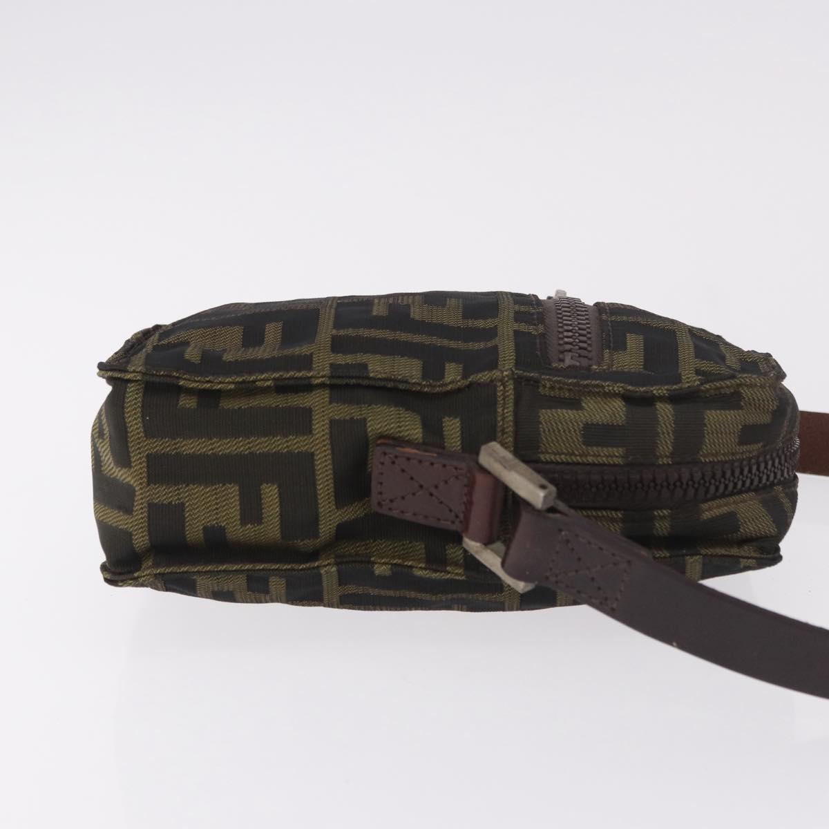 FENDI Zucca Canvas Shoulder Bag Black Brown Auth 170451