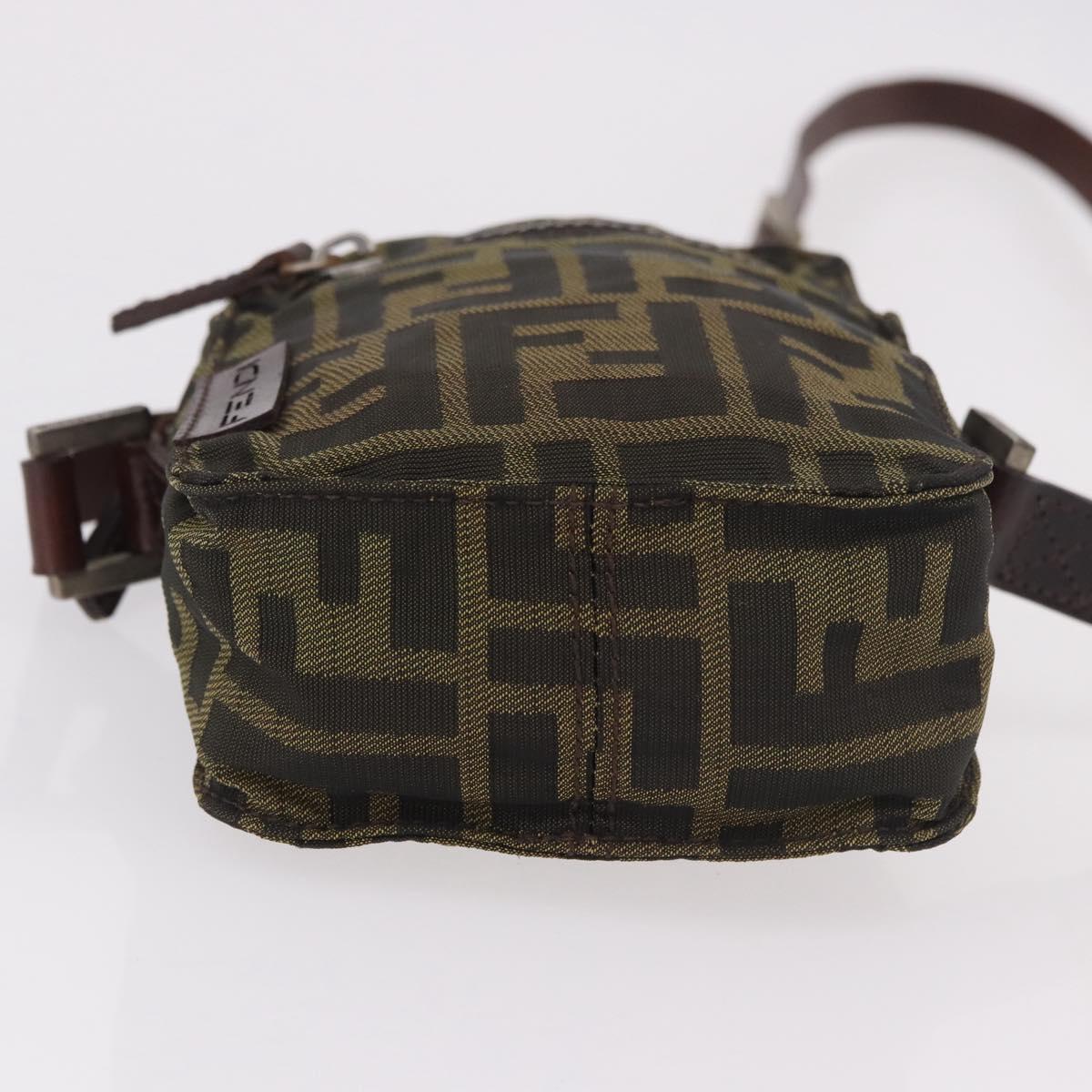 FENDI Zucca Canvas Shoulder Bag Black Brown Auth 170451