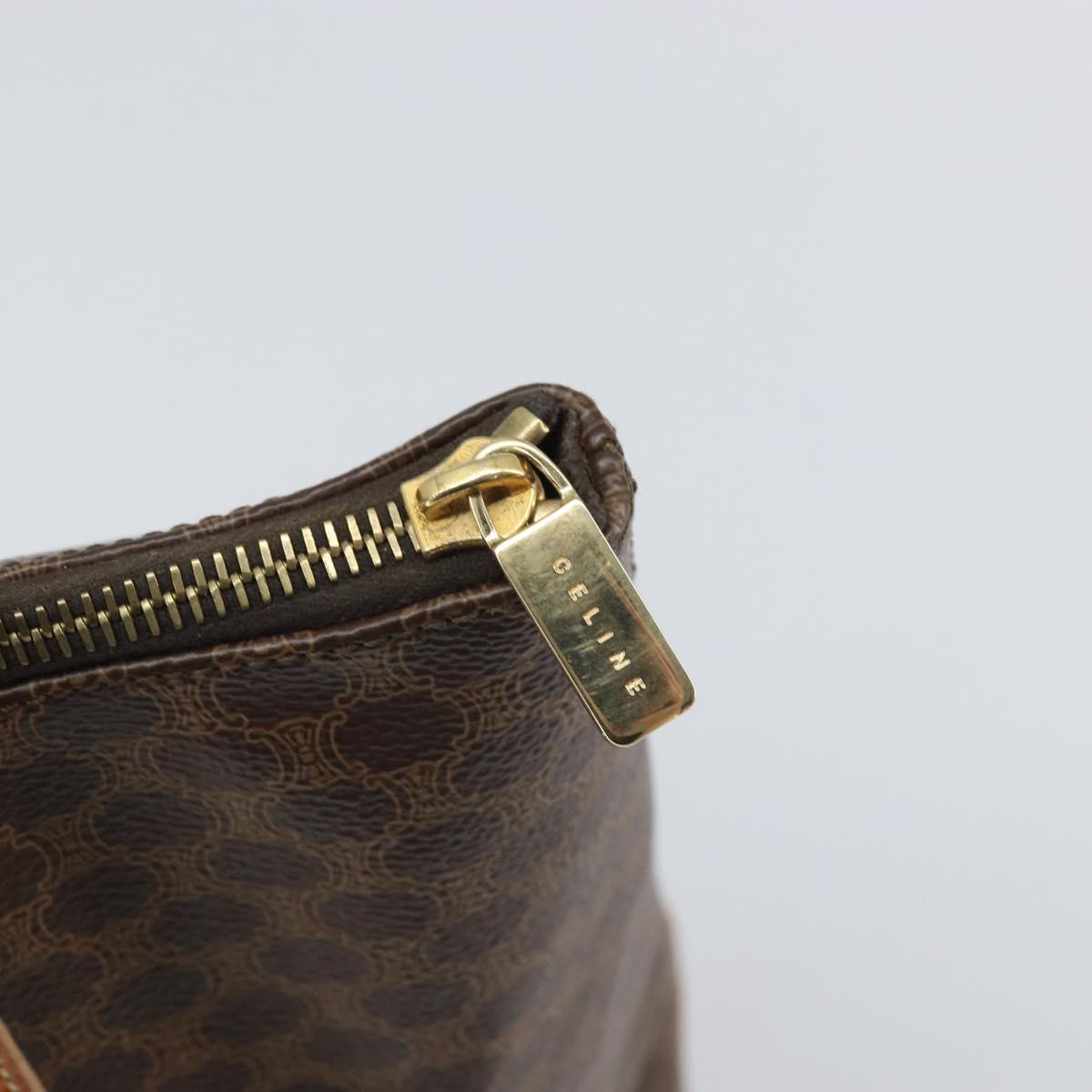 CELINE Macadam Canvas Tote Bag PVC Leather Brown Gold Auth 170454