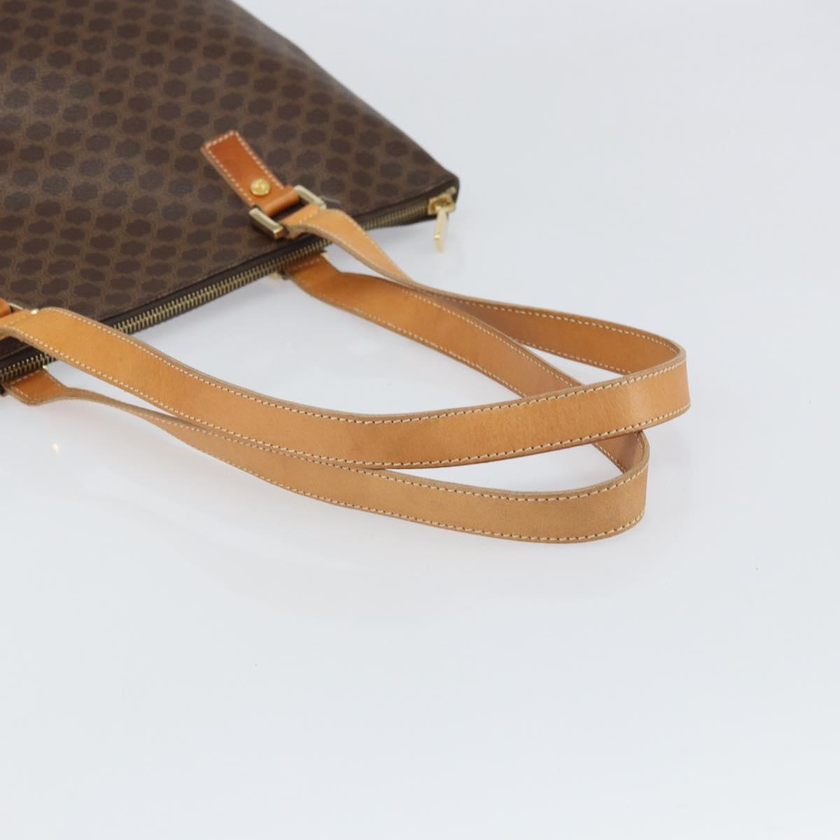 CELINE Macadam Canvas Tote Bag PVC Leather Brown Gold Auth 170454