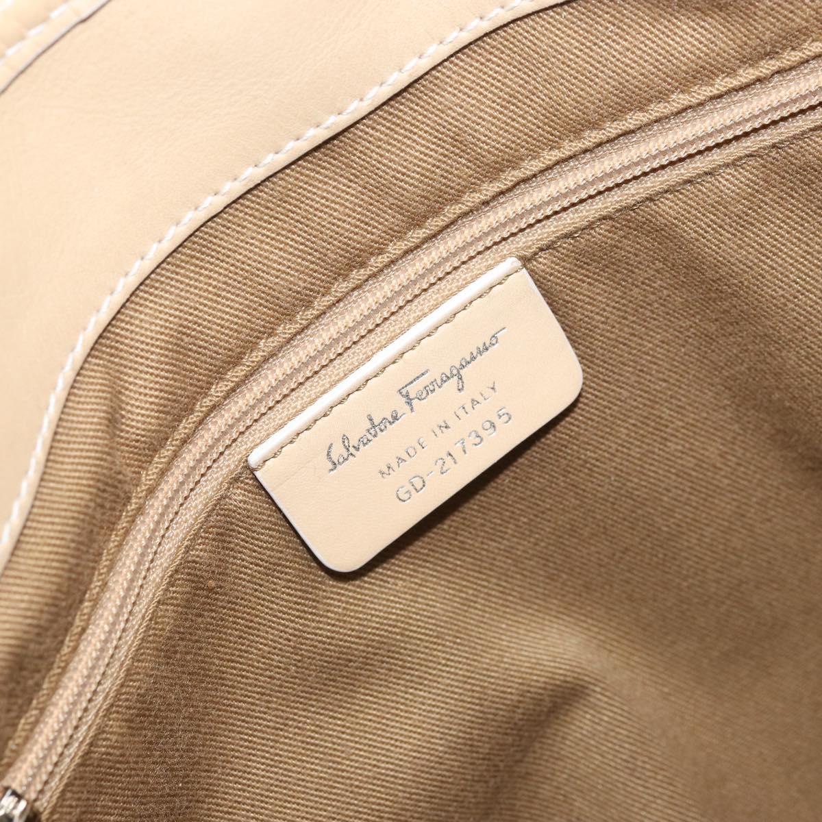 Salvatore Ferragamo Gancini Tote Bag PVC Leather Silver White Auth 170458