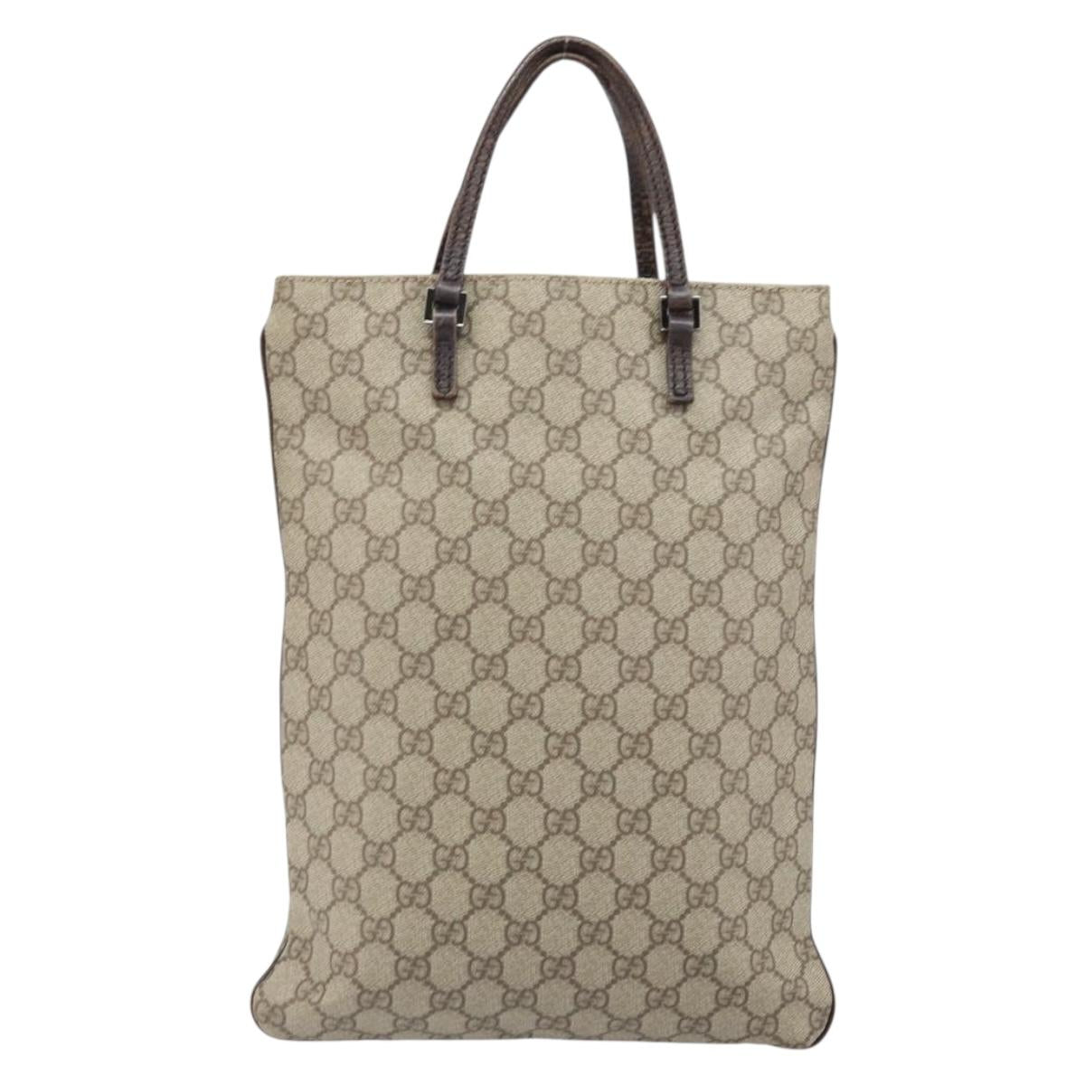 GUCCI GG Supreme Hand Bag PVC Beige Silver 117551 Auth 170459