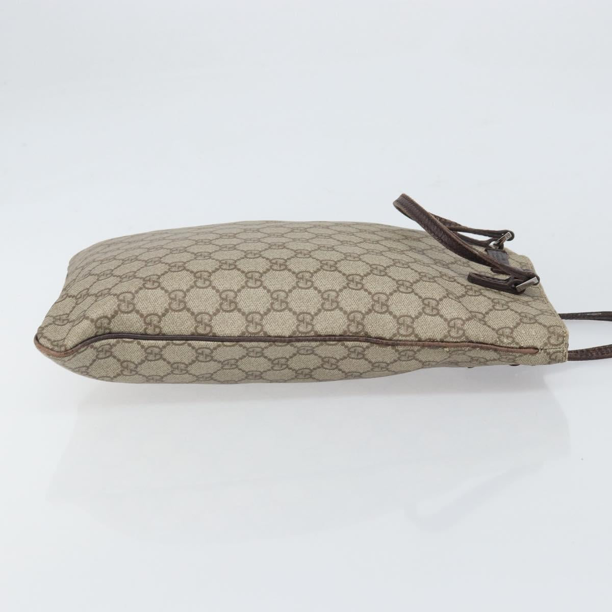 GUCCI GG Supreme Hand Bag PVC Beige Silver 117551 Auth 170459
