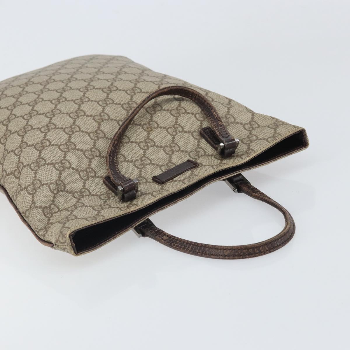 GUCCI GG Supreme Hand Bag PVC Beige Silver 117551 Auth 170459