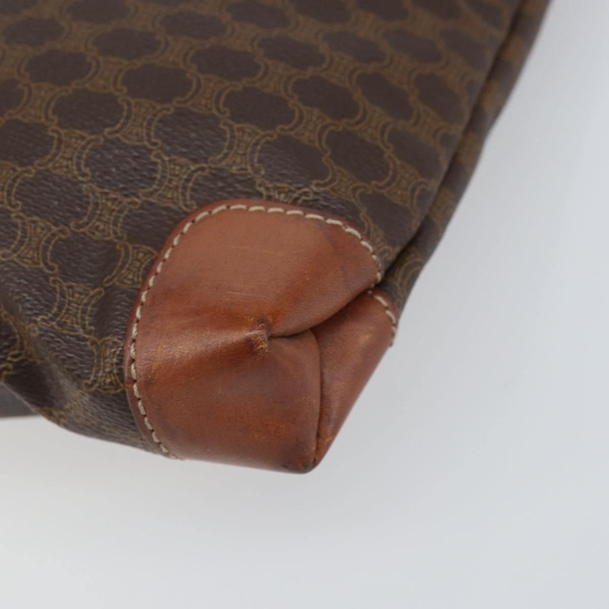 CELINE Macadam Canvas Hand Bag PVC Brown Gold Auth 170460