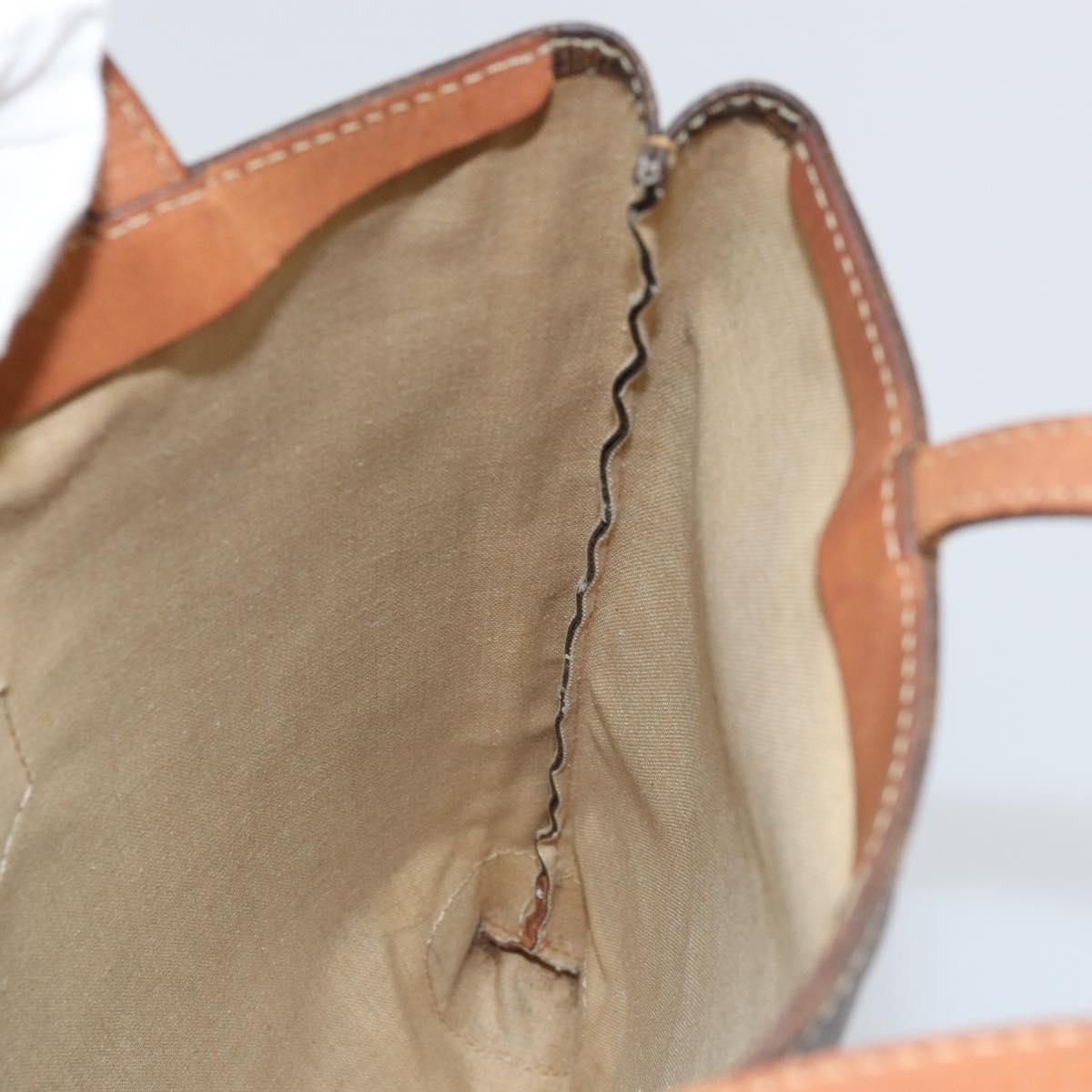 CELINE Macadam Canvas Hand Bag PVC Brown Gold Auth 170460