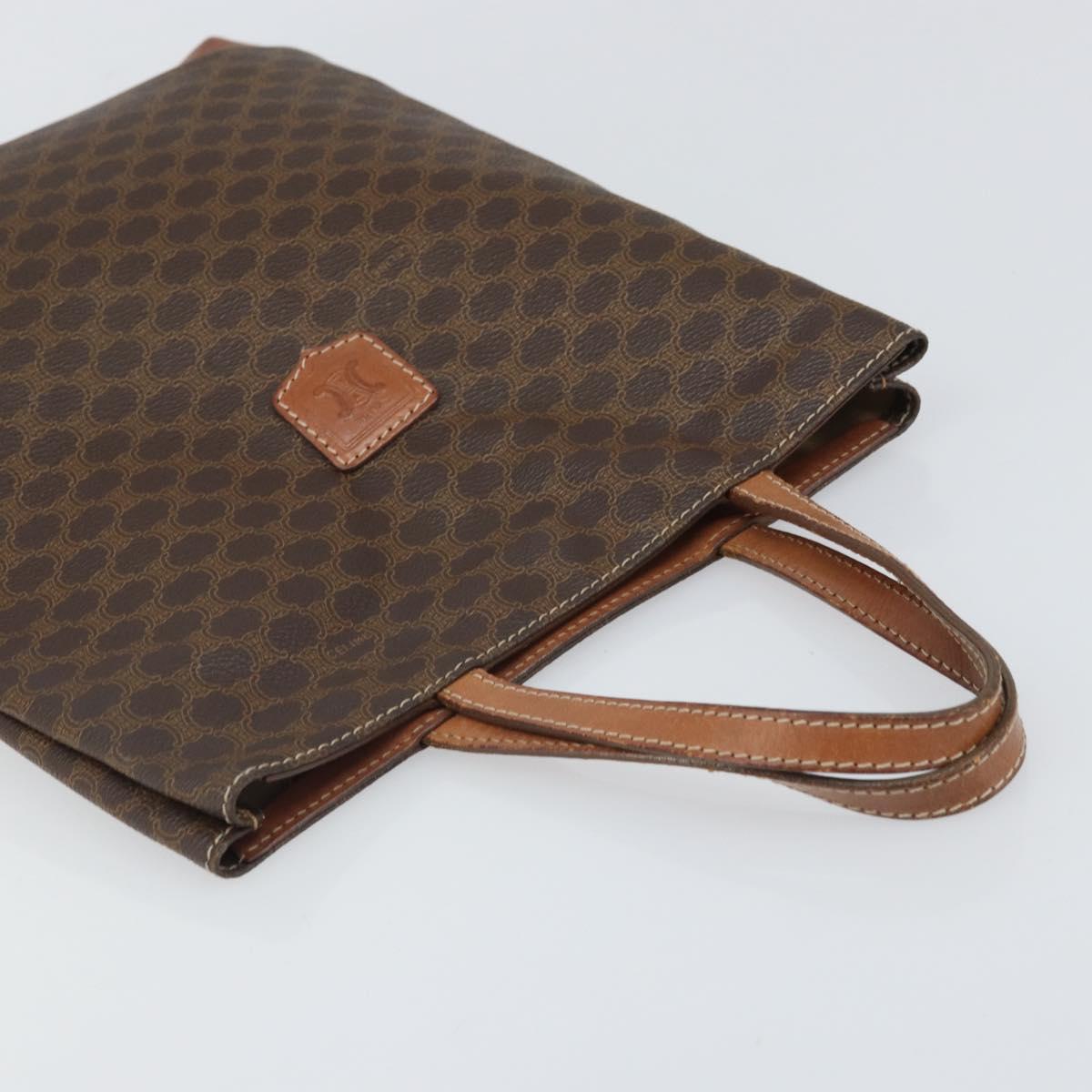 CELINE Macadam Canvas Hand Bag PVC Brown Gold Auth 170460