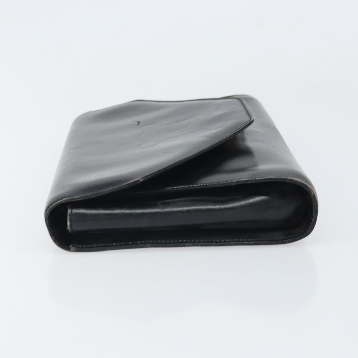 CELINE Clutch Bag Leather Black Gold Auth 170462