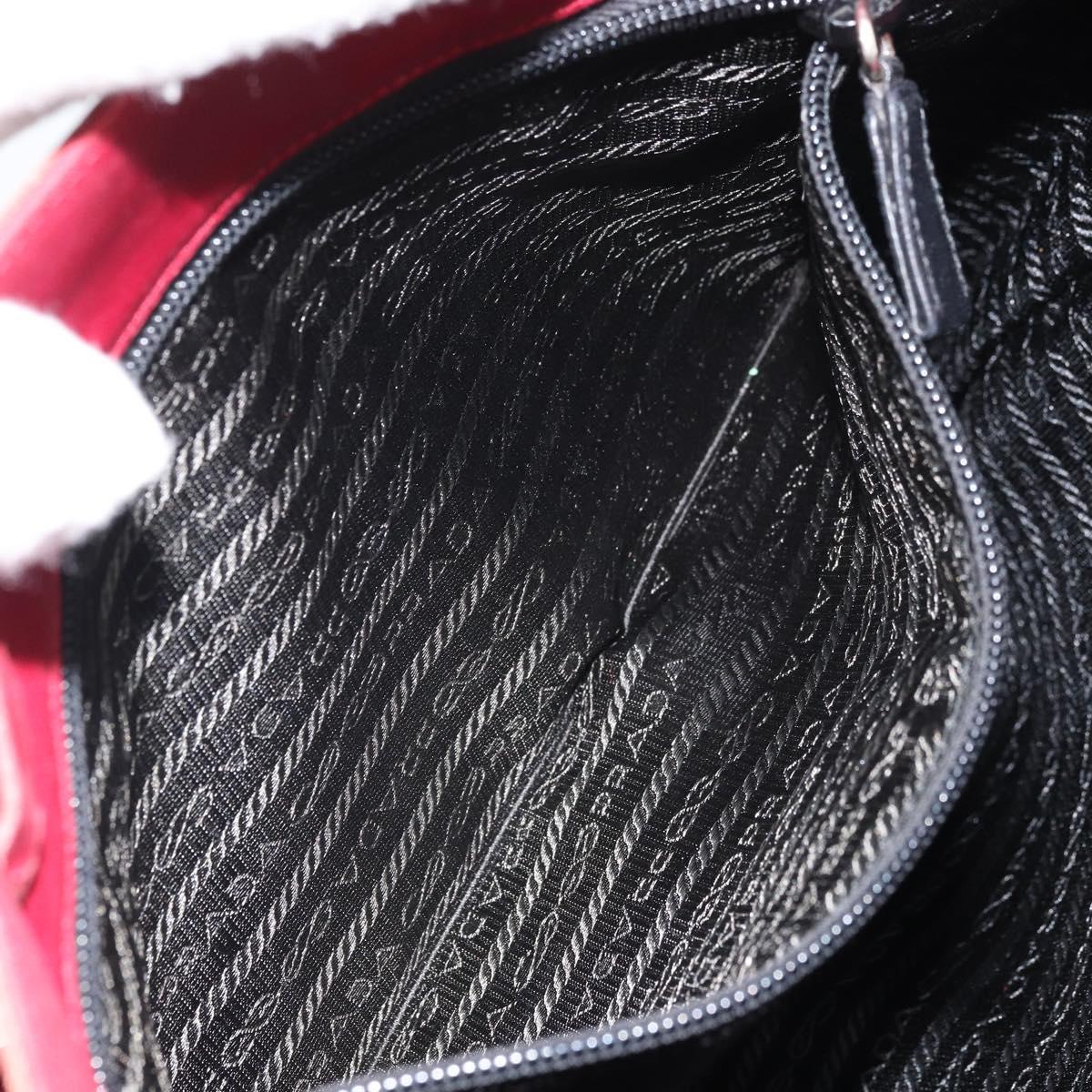 PRADA Tote Bag Nylon Silver Red Auth 170463