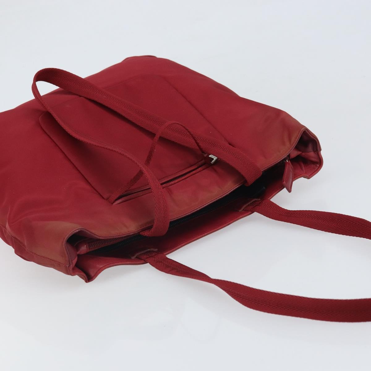 PRADA Tote Bag Nylon Silver Red Auth 170463