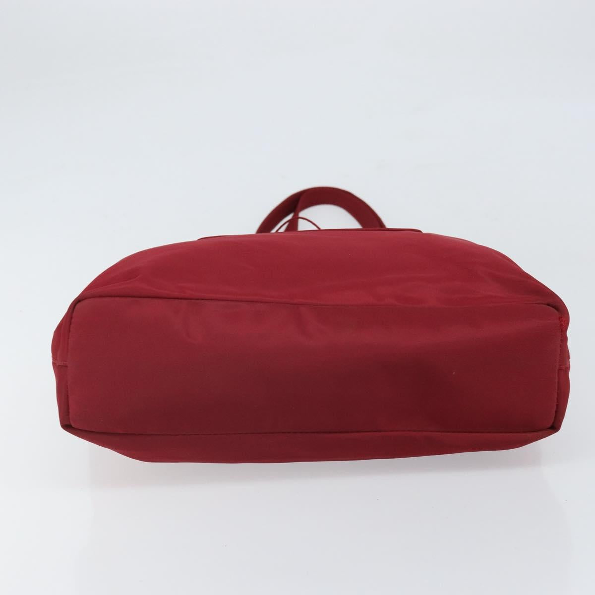PRADA Tote Bag Nylon Silver Red Auth 170463