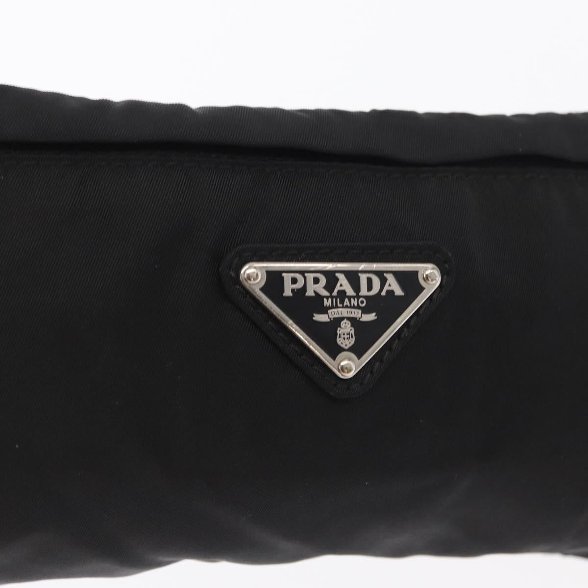 PRADA Waist bag Nylon Black Silver Auth 170466