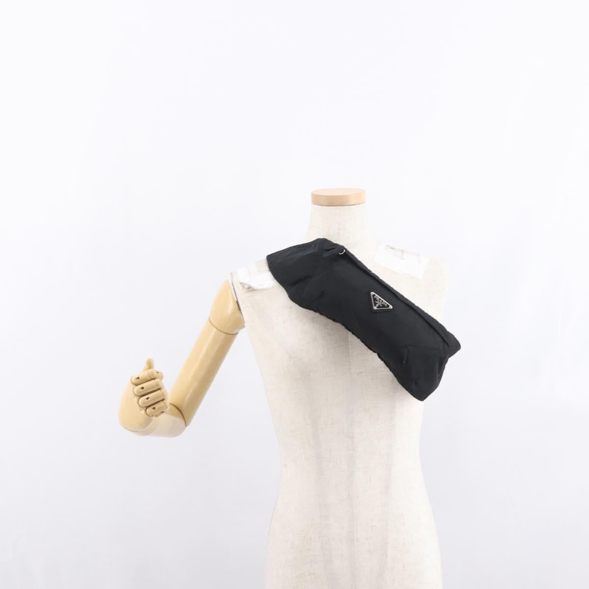 PRADA Waist bag Nylon Black Silver Auth 170466