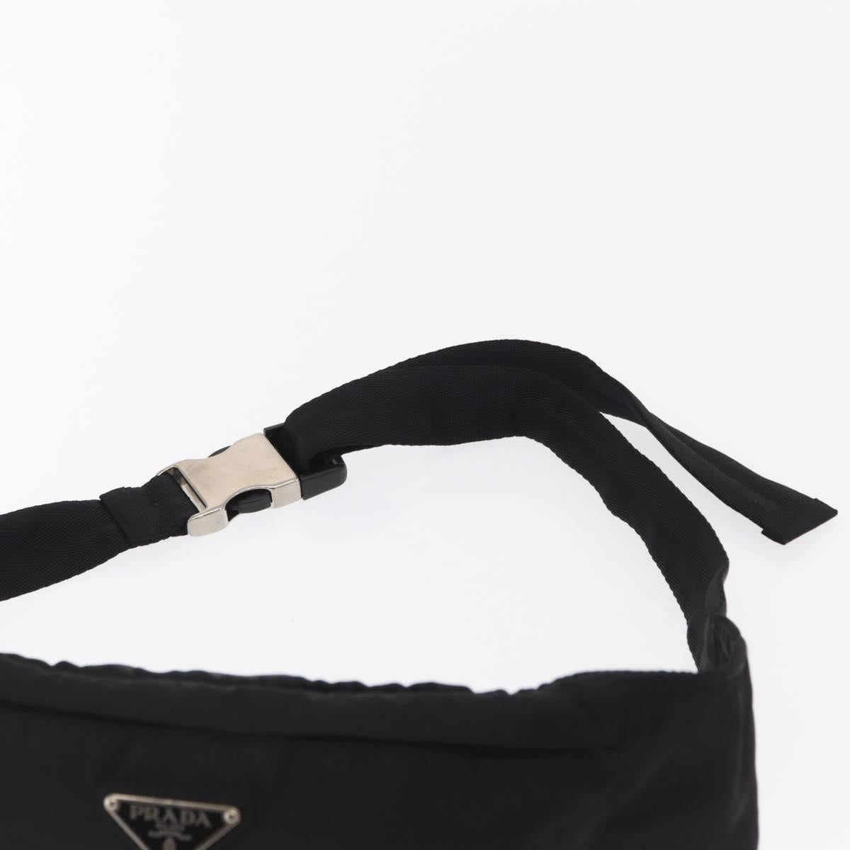 PRADA Waist bag Nylon Black Silver Auth 170466